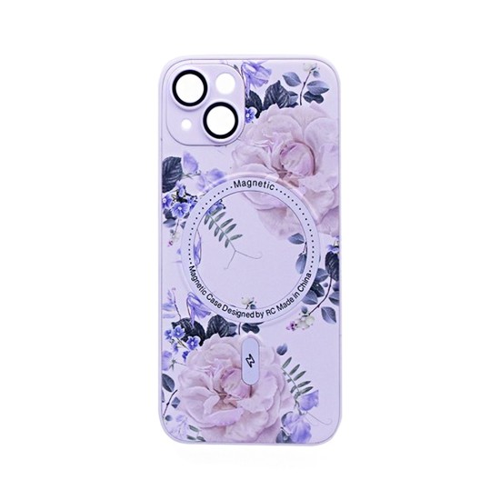 Flower Design Magnetic Case for Apple iPhone 13 White Flower Design Magnetic Case for Apple iPhone 13 White